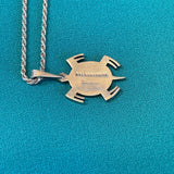 Ramon Dalangyawma Sterling Silver Hopi Overlay Turtle Pendant on Silver Rope Chain  (JM172)