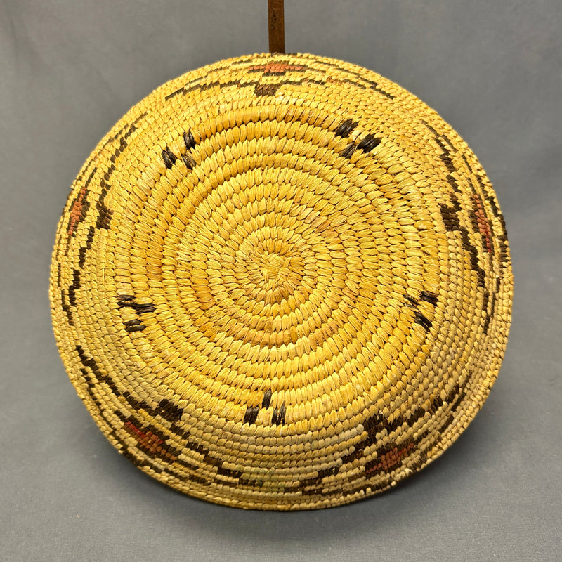 Vintage Tohono O'odham (Papago) Coiled Basket with Diamond Pattern, authentic Native American  (JFB12)