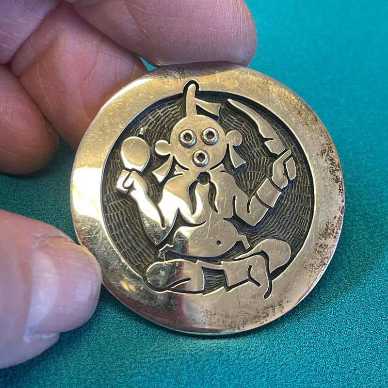 Ramon Dalangyawma Silver Hopi Overlay Mudhead Pin/Pendant (JM182)