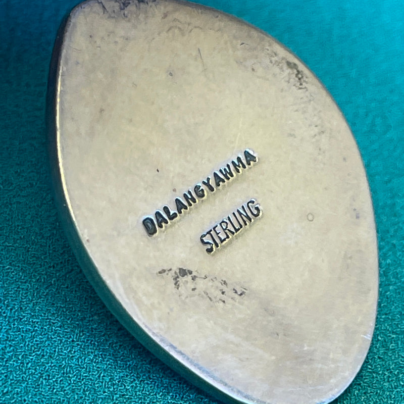 Ramon Dalangyawma Hopi Sterling Silver Overlay Bear Paw Pendant with Turquoise (JM189)