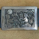 Lloyd Becenti, Navajo storyteller overlay sterling silver concho belt. (GM360)