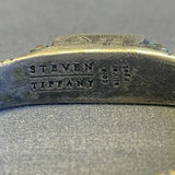Steven Tiffany, Paiute/Cree - Ingot silver bracelet with natural green turquoise (4/69)