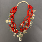 Don Lucas 8-Strand Treasure Necklace with Cross Pendant  (KD446)
