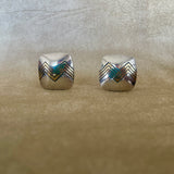 Authentic Navajo Sterling Silver and Gold Modern Design Clip Earrings by Leonard Schmallie (MC6)