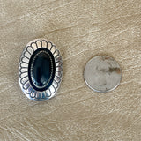 Tommy Jackson Traditional Navajo Shadowbox Sterling Silver and Onyx Clip Earrings (MC9)