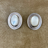 Tommy Jackson Navajo Sterling Silver and Mother of Pearl Clip Earrings (MC11)