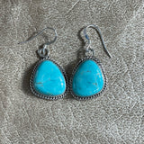 Navajo Sonoran Turquoise Dangle Earrings - Handmade Native jewelry signed Lee S. (3/83)