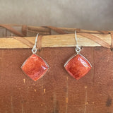 Navajo Spiny Oyster shell Dangle Earrings - Handmade Native American (3/96)