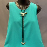 Zuni Inlay Roadrunner Design Bolo Tie with Matching Fancy Tips, vintage Native American   (JF55)