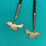 Zuni Inlay Roadrunner Design Bolo Tie with Matching Fancy Tips, vintage Native American   (JF55)