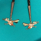 Zuni Inlay Roadrunner Design Bolo Tie with Matching Fancy Tips, vintage Native American   (JF55)