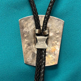 Dennis and Nancy Edaakie, Zuni Inlay Bolo Tie with Mallard Duck Design, vintage Native American   (JF56)