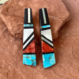 Santo Domingo Mosaic post earrings, authentic Native American (3/94)