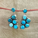 Multi stone turquoise statement chandelier Navajo earrings, Authentic Native American (3/88)