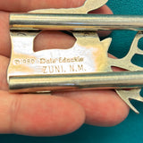 Dale Edaakie, Shell Zuni Inlay Bolo Tie w/ Buck and Doe Design, vintage Native American (JF72)