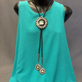 Zuni Inlay Sunface Bolo Tie with Matching Fancy Tips
