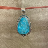 Blue turquoise teardrop Navajo pendant with carving frame, Authentic Native American (3/51)