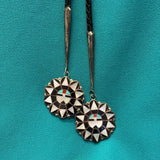 Zuni Inlay Sunface Bolo Tie with Matching Fancy Tips