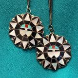 Zuni Inlay Sunface Bolo Tie with Matching Fancy Tips