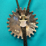 Zuni Inlay Sunface Bolo Tie with Matching Fancy Tips