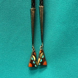 Wayne and Virginia Quam Vintage Zuni Inlay Bolo Tie with Geometric Design, authentic Native American   (JF77)