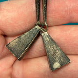 Wayne and Virginia Quam Vintage Zuni Inlay Bolo Tie with Geometric Design, authentic Native American   (JF77)