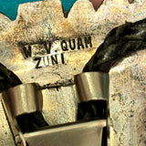 Wayne and Virginia Quam Vintage Zuni Inlay Bolo Tie with Geometric Design, authentic Native American   (JF77)