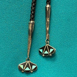 Benjamin and Shirley Tzuni, Zuni Inlay Sunface Bolo Tie with Needlepoint Design, vintage Native American