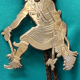 Aaron Honanie Sterling Silver Hopi Overlay Bolo Tie with Deer Kachina, vintage authentic Native American  (JF86)