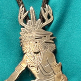 Aaron Honanie Sterling Silver Hopi Overlay Bolo Tie with Deer Kachina, vintage authentic Native American  (JF86)