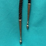 Norman Woody Vintage Navajo Sterling Silver Shadowbox Bolo Tie with Green Turquoise, authentic Native American   (JF87)