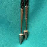 Sterling Silver Hopi Overlay Bolo Tie with Longhair Kachina Design, vintage Native American   (JF89)