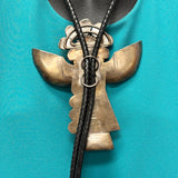 3D Navajo Eagle Kachina design bolo tie with 10 turquoise stones - Handmade and signed Basil