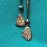 Mary Morgan Vintage Navajo Sterling Silver Shadowbox Bolo Tie with Large Turquoise Stone, authentic Native American   (JF102)
