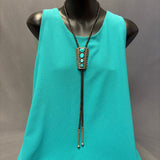 Vintage Navajo Turquoise and Sterling Silver Bolo Tie, authentic Native American (JF103)