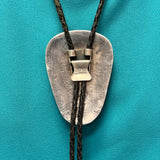 Effie Calavaza Vintage Zuni Turquoise and Coral Bolo Tie with Snake Design, authentic Native American   (JF108)