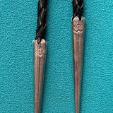 Albert and Dolly Banteah Zuni Mosaic Flush Inlay Oval Pheasant Design Bolo Tie, vintage  (JF120)