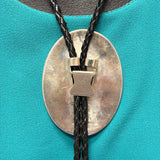 Albert and Dolly Banteah Zuni Mosaic Flush Inlay Oval Pheasant Design Bolo Tie, vintage  (JF120)