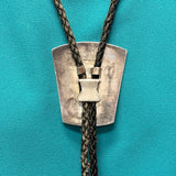 Dennis and Nancy Edaakie, Zuni Inlay Bolo Tie with Woodpecker Design, vintage Native American   (JF121)
