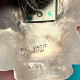 Ricky and Lucy Vacit Vintage Zuni Inlay Celebration Man on Sterling Silver Bolo Tie, authentic Native American   (JF111)