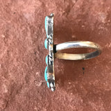 Zuni Traditional Needlepoint Design Vintage Sterling Silver and Turquoise Ring in size 6 1/2   (AS90)