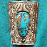 Vintage Navajo Turquoise and Sterling Silver Bolo Tie, authentic Native American   (JF115)