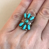 Zuni Vintage Sterling Silver and Turquoise Ring in a Classic Needlepoint Design-available in size 6     (AS98/AS99)