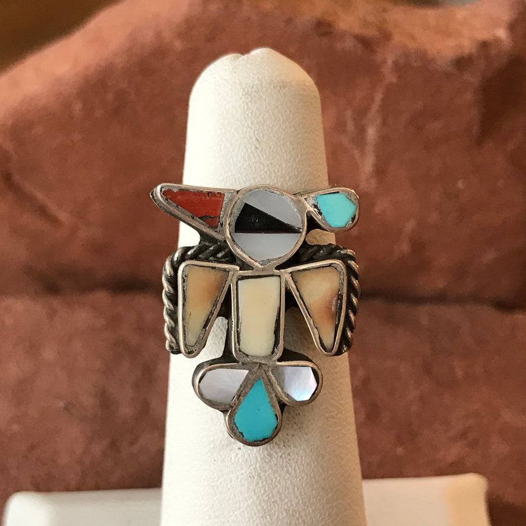 Zuni Vintage Multi-Stone Thunderbird Earrings