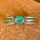 Lyndon Tsosie, Navajo handmade cuff with high grade natural Red Mountain turquoise for a man or woman. Award winning artist. (3/4)