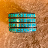 Zuni Sterling Silver and Turquoise Inlay Bracelet, vintage 5/86