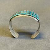 Zuni Sterling Silver and Turquoise Inlay Bracelet, vintage 5/86