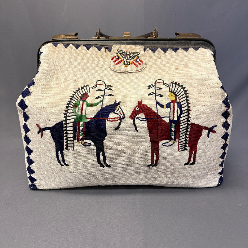 Antique Lakota Sioux Large Fully Beaded Antique Doctor Bag  (GM102)