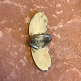 Authentic Red Coral Navajo Ring with Sterling Silver Leaf Design, vintage - size 6.5  (KD346)