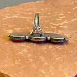 Authentic Red Coral Navajo Ring with Sterling Silver Leaf Design, vintage - size 6.5  (KD346)